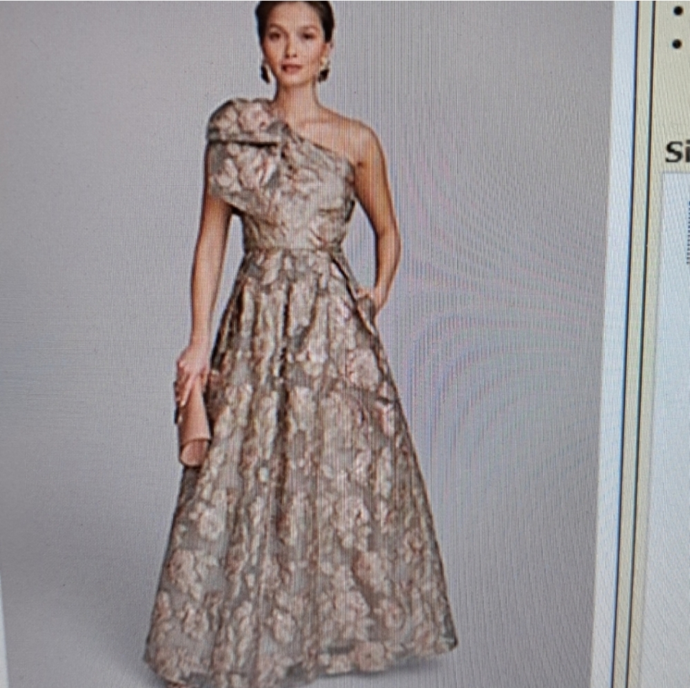 Donna Karen Elegant Floral One-Shoulder Dress